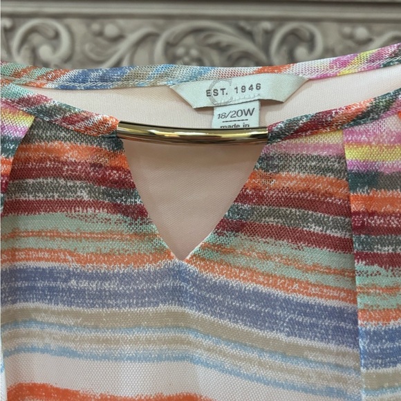 EST. 1946 Multi-Colored Striped Butterfly Sleeve Blouse Shirt Top Size 18/20W - Picture 3 of 14